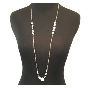 ‼️SOLD‼️ NWOT long silver chain and white necklace